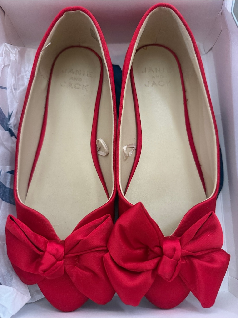 Janie and Jack RED Bow Flats